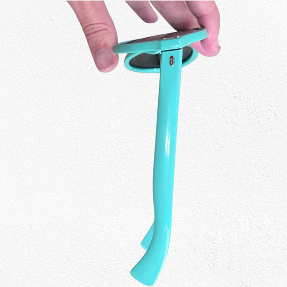 1960s Vintage Aqua Blue Mod Sunglasses Riveted Round Frame Retro Mod Eyewear - Picture 5 of 14